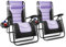 KEPLIN Set of 2 XXL Premium Heavy Duty Padded Zero Gravity Chairs - Luxurious Garden Recliners, Adjustable Headrest, Cup & Phone Holder, Foldable, Easy to Clean Patio Sun Loungers (Lilac)