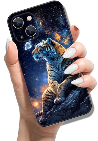 Phone Case for iPhone 14 6.1 Silicone Case Slim Thin Soft TPU Cover with Cute Pattern Design Shockproof Protective Case for Girls Women - Tiger Butterfly