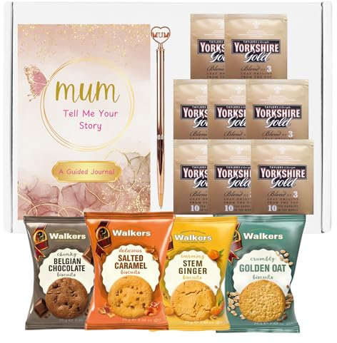 KYELTRI Mum I Want To Hear Your Story, Guided All About Mum Book Journal with Tea and Biscuits Gift Set Presents For Mum