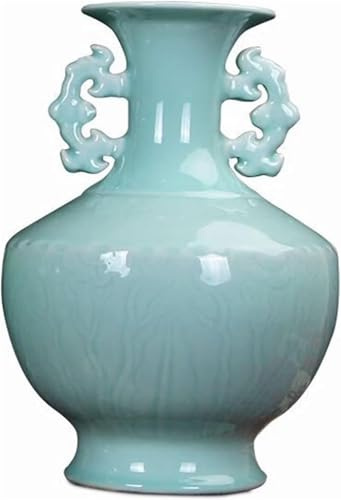 KJHONG Vase, Tischvase, Blumenvase, Keramikvase, chinesischer Stil, Amphore, Blau und Weiß, 33 cm, große Schreibtischdekoration, Blumenvase, Hochzeitsvase, Dekoration (Tierpferd)