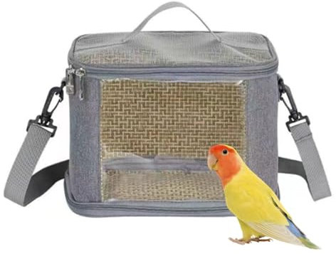 CiCixixi Transport Container for Birds, Bird Cage Budgie, Bird Transport Box, Portable Bird Carrier Travel Bag, Transparent Breathable Travel Cage for Pets, Grey