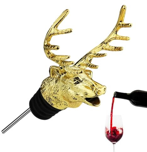 Hirschkopf-Weinausgießer – Hirschkopf-Flaschenausgießer, Whisky-Belüfter | Auslaufsicherer Spirituosenspender, Edelstahl-Weinverschluss, Dekorativer Ausgießer Für Spirituosen, Bar-Accessoires Als Part
