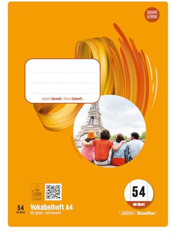 Staufen Style Vokabelheft - 5 Hefte je 40 Blatt, DIN A4, Lineatur 54 (Vokabel mit 2 Trennlinien), 80 g/m² Papier