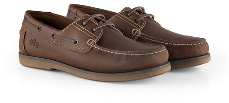Catesby Hector Leather Lace Up Boat Shoes for Men | Leather deck shoes, non-marking rubber sole, sock cup arch support, ideal for sailing, holidays and smart casual wear