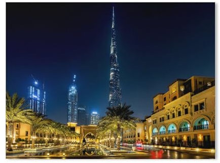 Holz Puzzle 1000 Stück，Burj Khalifa zur blauen Stunde - Dubai，Lernspielzeug Für Erwachsene Geburtstagsgeschenk（75x50cm）-Z69