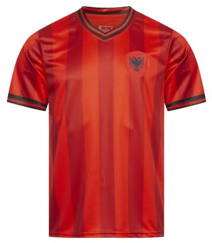 JELEX Retro History Herren Trikot | mit eingesticktem Logo & Kurzarm | Nostalgie-Design für Fußballfans | ideal für Sammler (DE/NL/SE/PL, Alphanumerisch, XXL, Regular, Regular, Albanien)