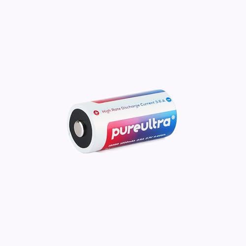 PureUltra 18350 Li-Ion Akku 1200mAh – Wiederaufladbar mit PCB Schutzschaltung – Hohe Leistung für LED-Taschenlampen, Controller UVM.