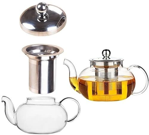 NORMAHN - Theiere en verre Borosilicate - Bouilloire à Thé - Théières Avec Infuseur amovible - 800ml