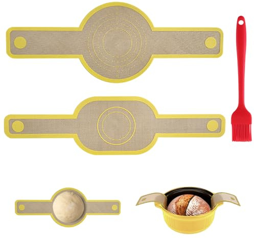Gsrhzd Silikon Backmatte für Dutch Oven, Brotschlinge, 2 Stück | mit 1 Silikonpinsel, Antihaftbeschichtet Wiederverwendbare Backmatte Brot, Brotbackmatte für Brot Kekse