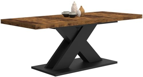 IDMarket - Table à Manger Extensible Rectangle Alicia 160-200 cm | Avec plateau bois foncé HAWKINS, capacité 6-10 personnes