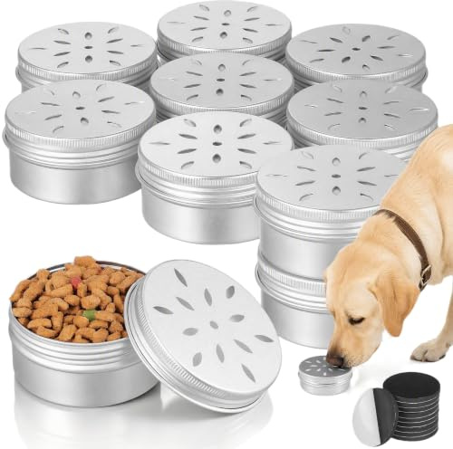 10 Stück Riechdosen für Hunde mit Magnet, 80ml Aluminium Hundeduft Dosen Geruchsbehälter für Hundetraining Zubehör, Schnüffelhunde, Leckerli Dose Set für Nasenarbeit, Fährtenarbeit und Suchspiele
