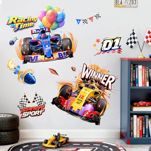 Supzone Wandtattoo Autos Groß Wandsticker Rennwagen Wandaufkleber Lastkraftwagen Kinderzimmer Junge Babyzimmer Spielzimmer Wanddeko
