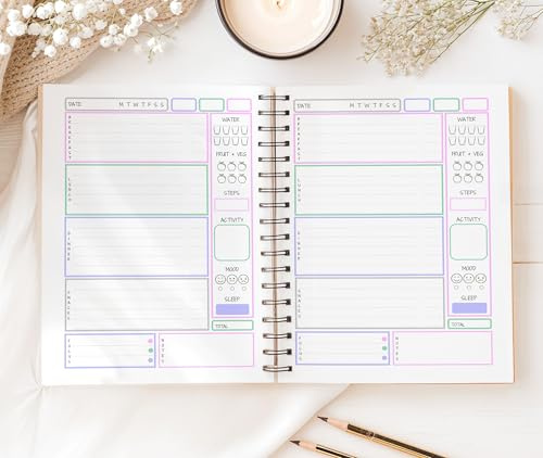 Bloomingorgeous 12 Week Weight Loss Journal & Food Diary – Diet Planner, Meal Planner & Habit Tracker | A5 Full Colour 168 Page Wellness Planner