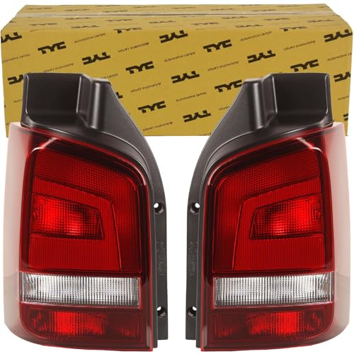 2x TYC Rückleuchte Heckleuchte Dunkel Rot Smoke Set | 11-11594-11-2 + 11-11593-11-2 (ohne Lampenträger) für T5 Facelift Gp