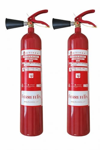 FERRETELIX® 2 UND Extintor CO₂ 2 kg + Difusor y Soporte de Pared – Sin Residuos – Ideal para Equipos Eléctricos – Fabricación 2026 (2)