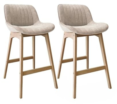 MOB-IN Hocker-Set Norden Eiche und gerippter Velours, Höhe 75 cm