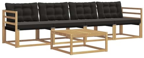 vidaXL Outdoor-Sofagarnitur 5 pcs Weiß und Schwarz 79 x 79 x 37 cm, Garten, modernes Outdoor-Sofa, Lounge-Set für die Terrasse, stylisches Möbel, bequemes Sitzen