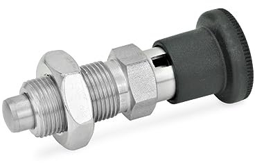 Ganter Normelemente | Rastbolzen - GN 817-5-8-CK-NI | Mit Rastsperre | Edelstahl | Raststift chemisch vernickelt| 1 Stück