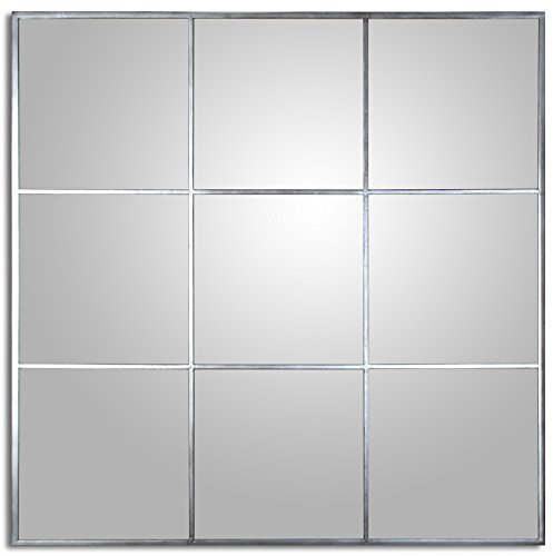 DRW 72083 Espejo de Pared Cuadrado de Metal con Forma de Ventana 120x120x2cm