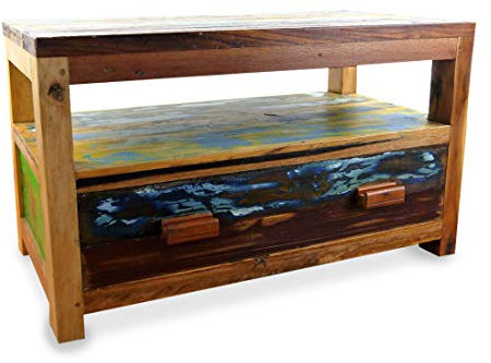 livasia Java Sideboard aus Teakholz | TV-Bank aus Massivholz | Phonoschrank/HiFi-Möbel der Marke Asia Wohnstudio (Handarbeit)