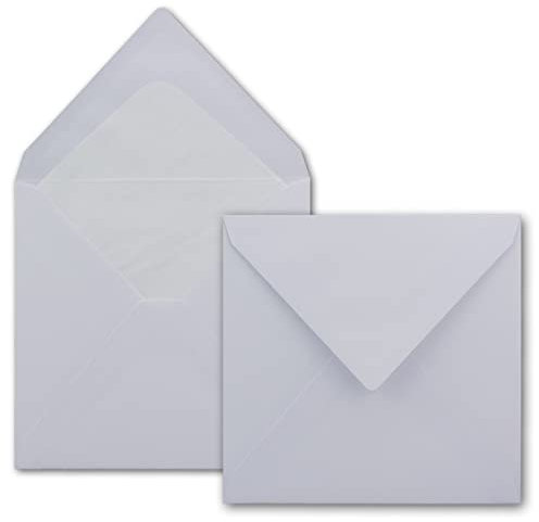 25 Briefumschläge Hochweiß - quadratisch 145 x 145 mm (14,5 x 14,5 cm) - gefüttert - 100 Gramm pro m² - Nassklebung mit spitzer Klappe - von GUSTAV NEUSER
