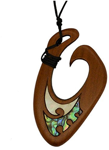 Maui Maori Fisch Haken Anhänger von Neuseeland aus Rimu (Natives Hartholz) von Hand Gegossen. Für Männer Oder Frauen