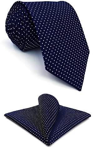 Shlax&Wing Größe Punkte Blau Navy Herren Mehrfarbigs Krawatte For Männer Seide