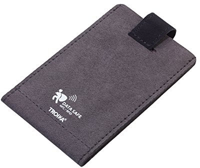 TROIKA VELVET SAFE – CCC20/GY – Kreditkartenetui – Schlaufe zum Herausziehen – Ausleseschutz für Kredit- und Bankkarten, Personalausweis (Karten mit RFID- / NFC-Chip) – 2 Fächer – TROIKA-Original