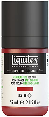 Liquitex 2059895 Professional Acryl Gouache - Kadmiumfrei Rot Dunkel , 59ml Flasche, matt - Acrylfarbe mit Gouache Eigenschaften, Hochdeckend, Wasserfest & Lichtecht
