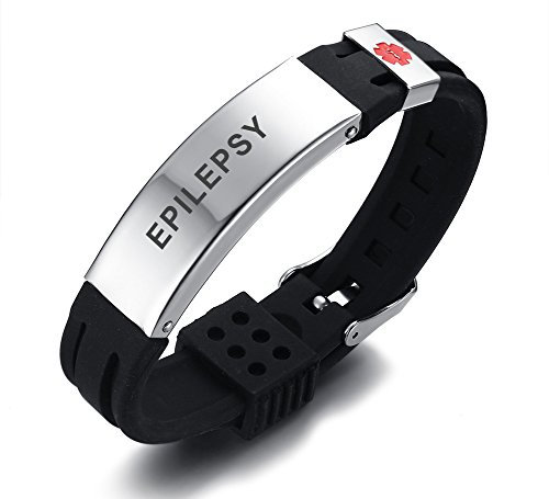 PJ JEWELLERY EPILEPSY Silikon Komfort Sport Armband Notfall Medical Alert ID Armband für Männer Frauen Kid Boy