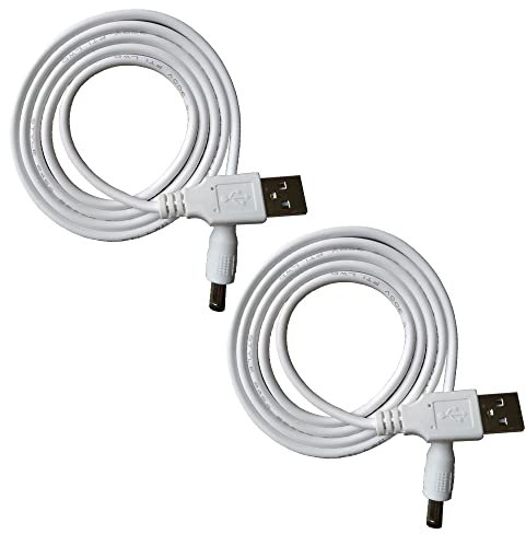 DZYDZR 2 Stück 5V USB auf DC 5V Power Kabel – USB A 2,5mm/5,5mm Adapterkabel 1m / 3ft Weiß