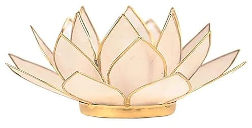 Capiz Lotus Atmospherisch Licht Goldrand Natur - 13.5 cm