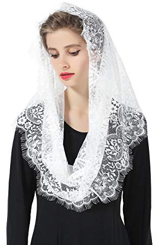 BEAUTELICATE Spitze Mantilla Schal Schleier Tüll Stola Schwarz Weiß Für Damen Kirche Messe Kapelle Katholisch Braut Brautjungfer V100…