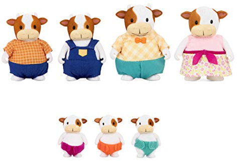 Li’l Woodzeez Figuren Kuh Tierfamilie Fitzmoo – 7 weiche Tierfiguren mit Eltern und Kindern –Tiere im Set (7 Teile) Spielzeug ab 3 Jahren