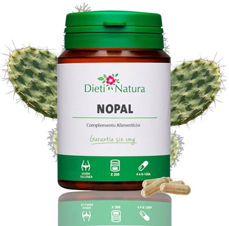 Dieti Natura 200 Cápsulas de Nopal - Captador de Grasas y Azúcares para Control de Peso - Nopal para la Saciedad y Equilibrio Metabólico - Nopal Natural para Apoyo Digestivo y Salud Cardiovascular