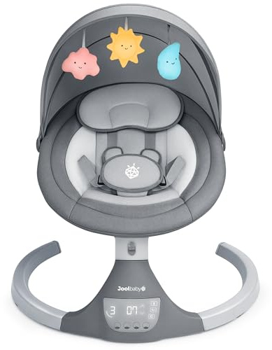 Jool Baby Nova Swing for Newborns - Electric Motorized Infant Swing, Bluetooth Music, 10 Preset Melodies, Remote (Updated Model, Gray)