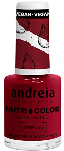 Andreia Professional NutriColor Atmungsaktiver Nagellack - Veganer und Tierversuchsfreier - Nagelkunst Nagellack mit langanhaltendem Glanz-Finish - Farbe NC32 Bordeaux - 10.5ml