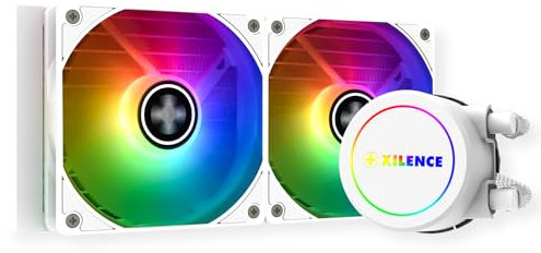 Xilence LiQuRizer | Liquid CPU Cooler | Wasserkühlung | LQ240.W.ARGB | Multi Sockel | AiO | 240 mm Radiator | 2x 120 mm ARGB PWM Lüfter | 300 Watt TDP | AMD | Intel | transparent/weiß