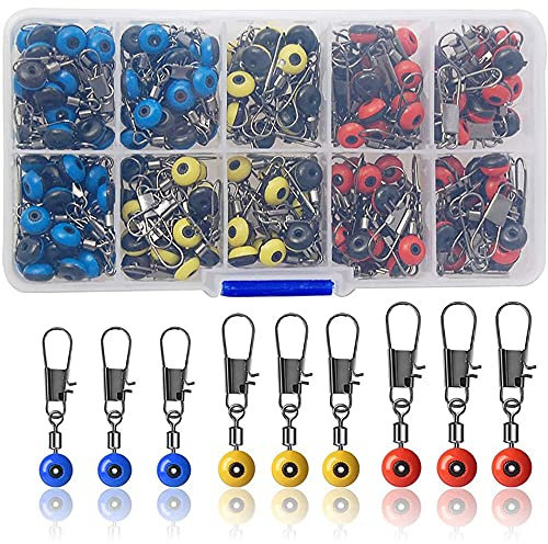 100 Stück Angeln Drehgelenk Snap, Angeln Barrel Wirbel, Angeln Wibel Kit, Edelstahl Lure Stecker, Snaps Angeln Set, Kleines Angelzubehör-Kit Angelset mit Angelbox, für Seefischen, Angelzubehör Set