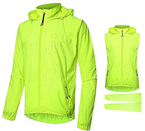 SFITVE 2 in 1 Outdoor Fahrradjacke Herren Atmungsaktiv Sommer,Wasserdicht Fahrradweste Herren Reflektierend mit Abnehmbaren Ärmeln,UV-Schutz Ultraleichte Mountainbike Jacket(Size:XL)