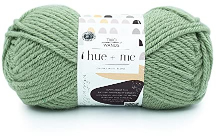 Lion Brand Yarn Hue+Me, Soft, Bulky Wool Blend Yarn for Knitting, Crochet, and Crafts, Artichoke, 1 Pack