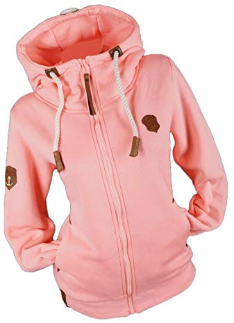 VIN TE Damen Sweat Jacke Kapuze Hoodie Fleece Übergangsjacke Anker Meliert Gestreift oder Unifarben S-7XL