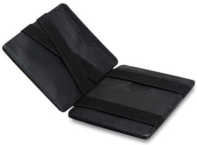 Lederhand® Magic Wallet 2.0 – Echt Nappaleder Geldbörse handgemacht für Herren und Damen flaches Portemonnaie mit Münzfach und Platz für 8 Karten | Farbe Schwarz