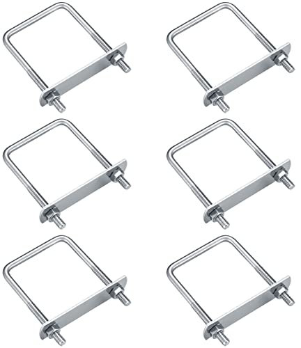 6 Stück Bügelschrauben M6, U Bolzen, Vierkant-Bügel, U-Bügel mit Mutter Rahmen und Gegenplatte, 304 Edelstahl Bügelschraube für Abschleppen von Autos Schiffen Reparatur (Rechter Winkel 80x50mm)