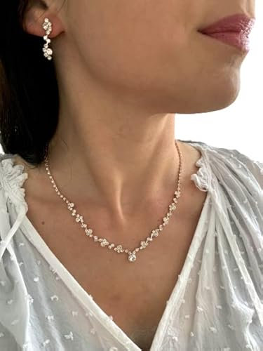 ONDEGO® Schmuckset Roségold – 3-teiliges Strass-Set mit Kette, Ohrringen & Armband – Modeschmuck Set für Damen – festlich & elegant – Geschenkidee