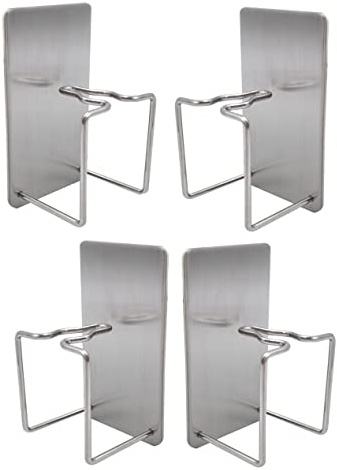 4er Set Zahnbürstenhalter Wand [ohne Bohren] - Elektrozahnbürstenhalter selbstklebend für Badezimmer | 4 Stück Zahnbürstenhalterung aus Edelstahl | Wandmontage | Zahnputzbecher Halterung [Silber]