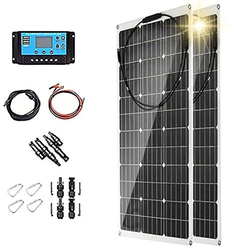 UIBAO Panel Solar Portatil 400W Kit Placa Solar Flexible 2 * 200W 18V Paneles Solares para Casa Kit Solar Autoconsumo Módulo Monocristalino Fotovoltaico Solar + 40A Controller