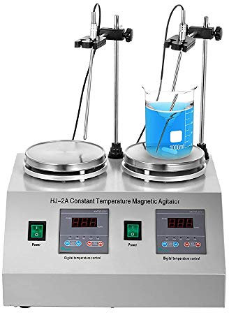 Agitador magnético con placa calefactora,Agitador de laboratorio magnético temperatura Digital de lab 1000ML, pantalla LED, mezclador magnético con barras agitadoras para investigación científica