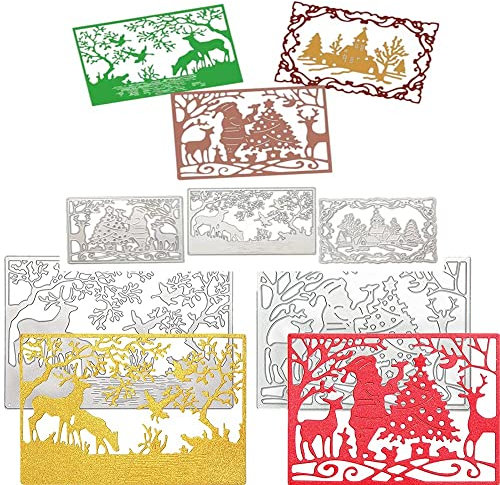 Weihnachten Stanzschablonen Stanzformen Weihnachtsbaum Rentier Weihnachtsmann Prägeschablonen Cutting Dies Schablonen Metall Weihnachten Schablone für Scrapbooking, DIY Weihnachtsdeko Basteln