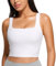 CRZ YOGA Damen Butterluxe Sport BH Gepolstert Ohne Bügel Crop Tops Atmungsaktive Yoga Tank Top Fitness Workout Sports Bra Weiss 34